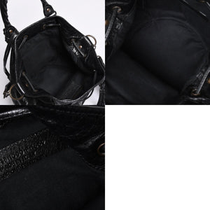BALENCIAGA バレンシアガ ジャイアント ミニポンポン 2WAYハンドバッグ ブラック 246438 レザー シルバー金具 美品 中古 4a000165