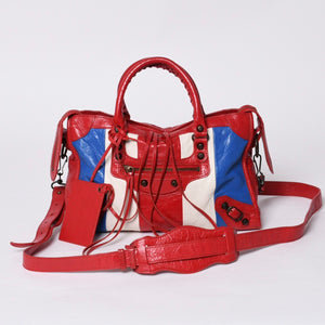 BALENCIAGA Classic City 2WAY Hand Shoulder Bag 431621 Multicolor Red Gold Hardware Good Condition Used 4a000139