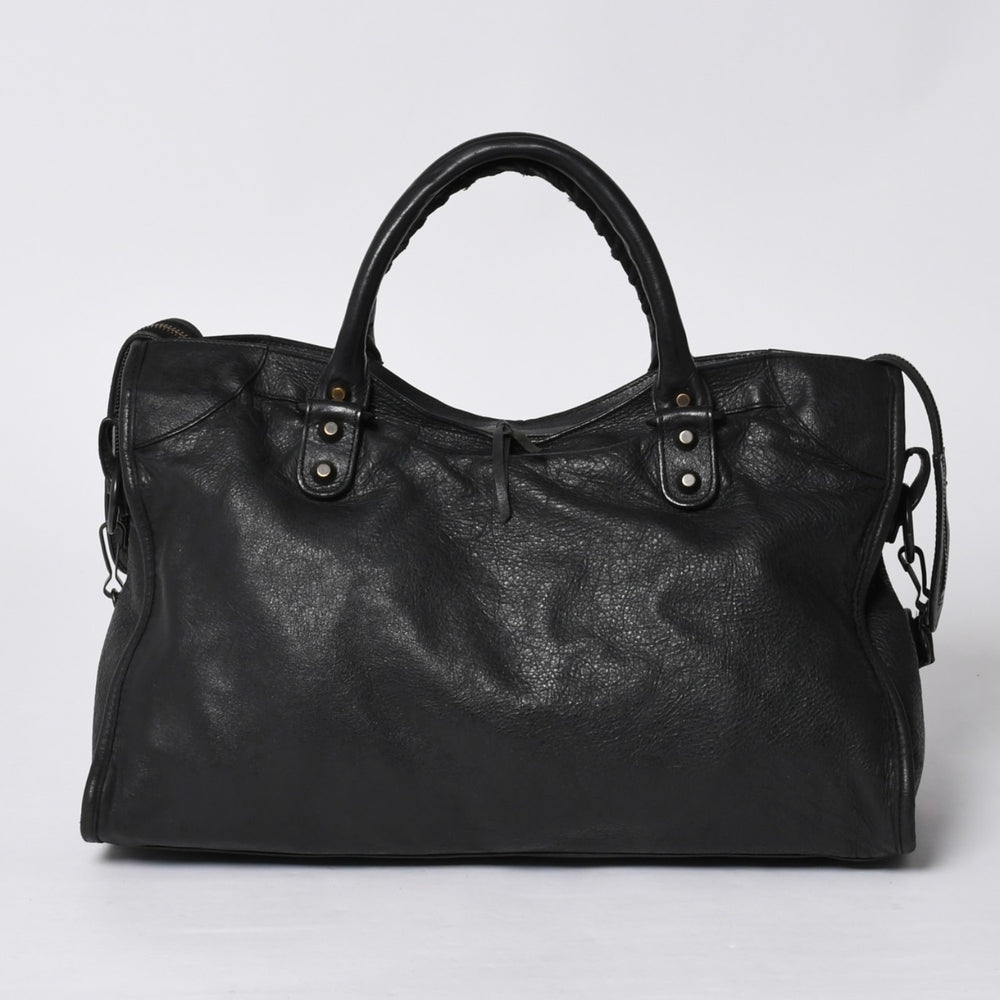 BALENCIAGA バレンシアガ ザシティ 2WAYバッグ ハンドバッグ ショルダーバッグ 115748 レザー ブラック ゴールド金具 美品 中古 4a000364