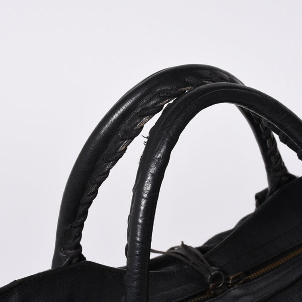 BALENCIAGA The City 2WAY Bag Handbag Shoulder Bag 115748 Leather Black Gold Hardware Good Condition Used 4a000364