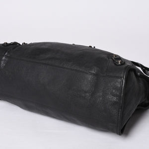 BALENCIAGA The City 2WAY Bag Handbag Shoulder Bag 115748 Leather Black Gold Hardware Good Condition Used 4a000364