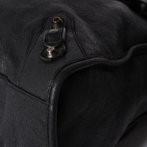 BALENCIAGA The City 2WAY Bag Handbag Shoulder Bag 115748 Leather Black Gold Hardware Good Condition Used 4a000364