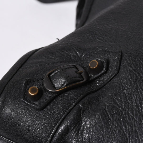 BALENCIAGA The City 2WAY Bag Handbag Shoulder Bag 115748 Leather Black Gold Hardware Good Condition Used 4a000364