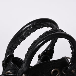 BALENCIAGA バレンシアガ ジャイアント ミニポンポン 2WAYハンドバッグ ブラック 246438 レザー シルバー金具 美品 中古 4a000165