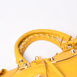 極美品 BALENCIAGA バレンシアガ ミニ シティ ハンドバッグ ショルダーバッグ 2WAY 390160 レザー イエロー 中古 4a000375