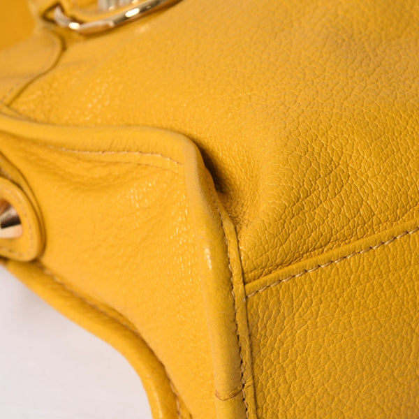 極美品 BALENCIAGA バレンシアガ ミニ シティ ハンドバッグ ショルダーバッグ 2WAY 390160 レザー イエロー 中古 4a000375