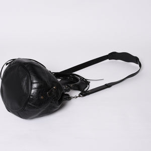 BALENCIAGA バレンシアガ ジャイアント ミニポンポン 2WAYハンドバッグ ブラック 246438 レザー シルバー金具 美品 中古 4a000165