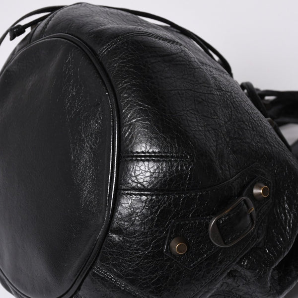 BALENCIAGA バレンシアガ ジャイアント ミニポンポン 2WAYハンドバッグ ブラック 246438 レザー シルバー金具 美品 中古 4a000165