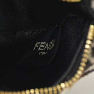 新品同様 FENDI フェンディ フェンディグラフィー ミニ レオパード ミニハンドバッグ ハラコ カーフレザー ホワイト ブラウン 中古 4a000170