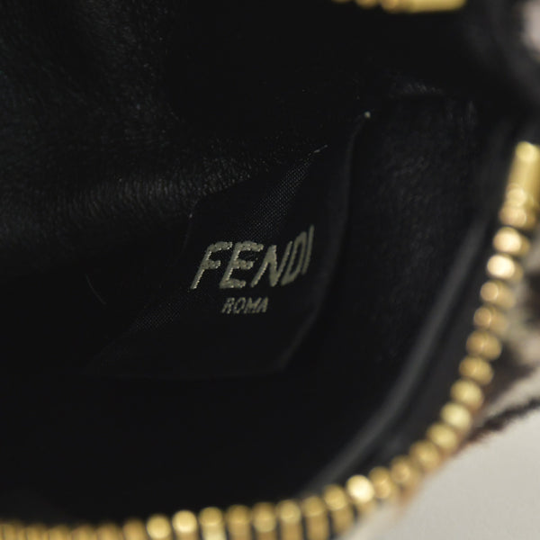 新品同様 FENDI フェンディ フェンディグラフィー ミニ レオパード ミニハンドバッグ ハラコ カーフレザー ホワイト ブラウン 中古 4a000170