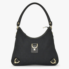 GUCCI グッチ ワンショルダー ハンドバッグ 130738 213043 GGキャンバス レザー ブラック ゴールド金具 美品 中古 4a000176