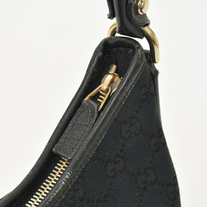 GUCCI グッチ ワンショルダー ハンドバッグ 130738 213043 GGキャンバス レザー ブラック ゴールド金具 美品 中古 4a000176
