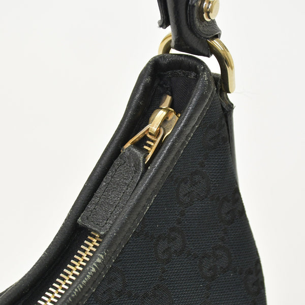 GUCCI グッチ ワンショルダー ハンドバッグ 130738 213043 GGキャンバス レザー ブラック ゴールド金具 美品 中古 4a000176