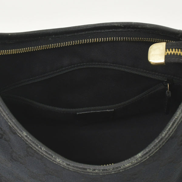 GUCCI グッチ ワンショルダー ハンドバッグ 130738 213043 GGキャンバス レザー ブラック ゴールド金具 美品 中古 4a000176