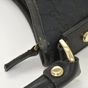 GUCCI グッチ ワンショルダー ハンドバッグ 130738 213043 GGキャンバス レザー ブラック ゴールド金具 美品 中古 4a000176