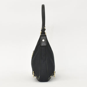 GUCCI グッチ ワンショルダー ハンドバッグ 130738 213043 GGキャンバス レザー ブラック ゴールド金具 美品 中古 4a000176