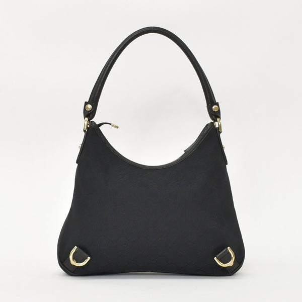 GUCCI グッチ ワンショルダー ハンドバッグ 130738 213043 GGキャンバス レザー ブラック ゴールド金具 美品 中古 4a000176