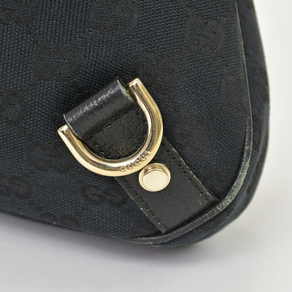 GUCCI グッチ ワンショルダー ハンドバッグ 130738 213043 GGキャンバス レザー ブラック ゴールド金具 美品 中古 4a000176