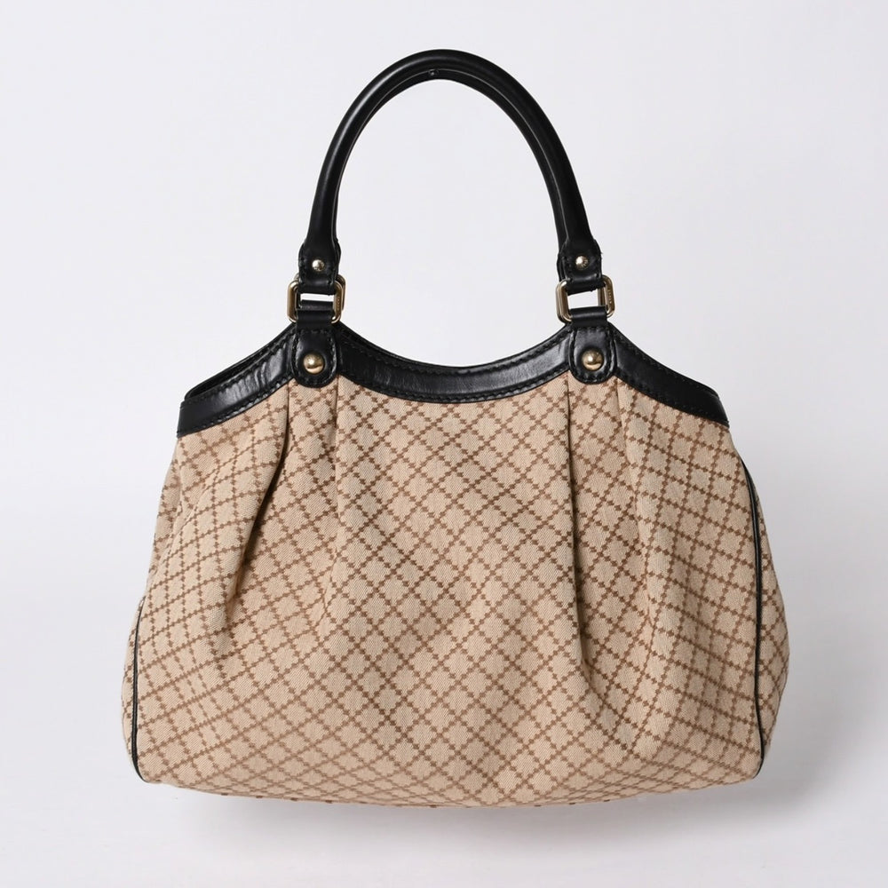 GUCCI グッチ ディアマンテ トートバッグ Tote Bag キャンバス ベージュ ブラック 211944 美品 中古 4a000184