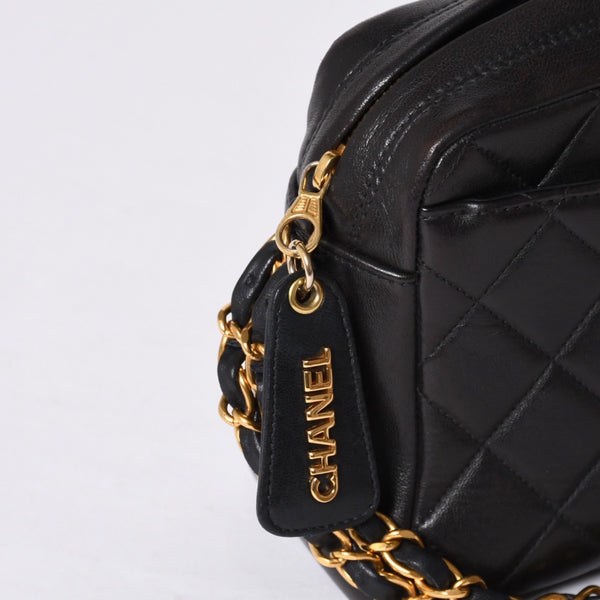 極美品 CHANEL シャネル チェーンワンショルダーバッグ 3番台 ココマーク ラムスキン キルティング ブラック 中古 4a000930