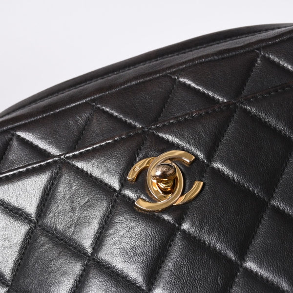 極美品 CHANEL シャネル チェーンワンショルダーバッグ 3番台 ココマーク ラムスキン キルティング ブラック 中古 4a000930