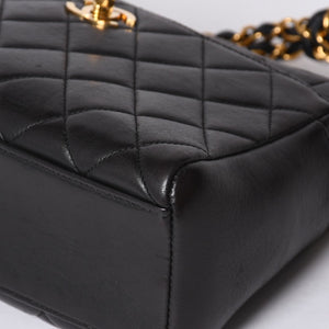 極美品 CHANEL シャネル チェーンワンショルダーバッグ 3番台 ココマーク ラムスキン キルティング ブラック 中古 4a000930