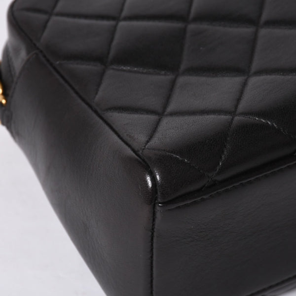 極美品 CHANEL シャネル チェーンワンショルダーバッグ 3番台 ココマーク ラムスキン キルティング ブラック 中古 4a000930