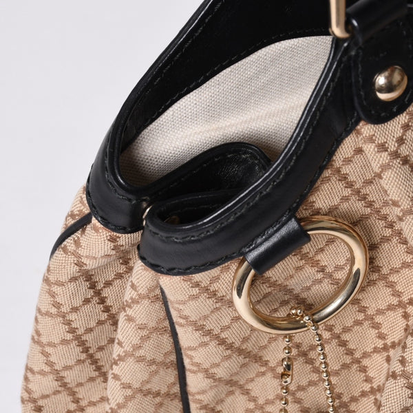 GUCCI Gucci Diamante Tote Bag Canvas Beige Black 211944 Good Condition Used 4a000184