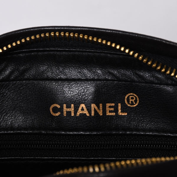 極美品 CHANEL シャネル チェーンワンショルダーバッグ 3番台 ココマーク ラムスキン キルティング ブラック 中古 4a000930