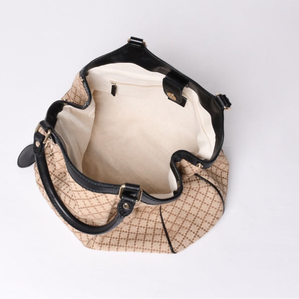 GUCCI Gucci Diamante Tote Bag Canvas Beige Black 211944 Good Condition Used 4a000184