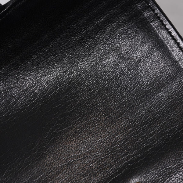 Very Good Condition CHANEL Chain Top Handle Mini Handbag Series 0 Coco Mark Lambskin Black Gold Hardware Used 4a000942