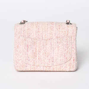 Very Good Condition CHANEL Mini Matelasse 17 S Flap S Chain Shoulder Bag No. 9 Coco Mark Tweed Leather Pink Used 4a000912