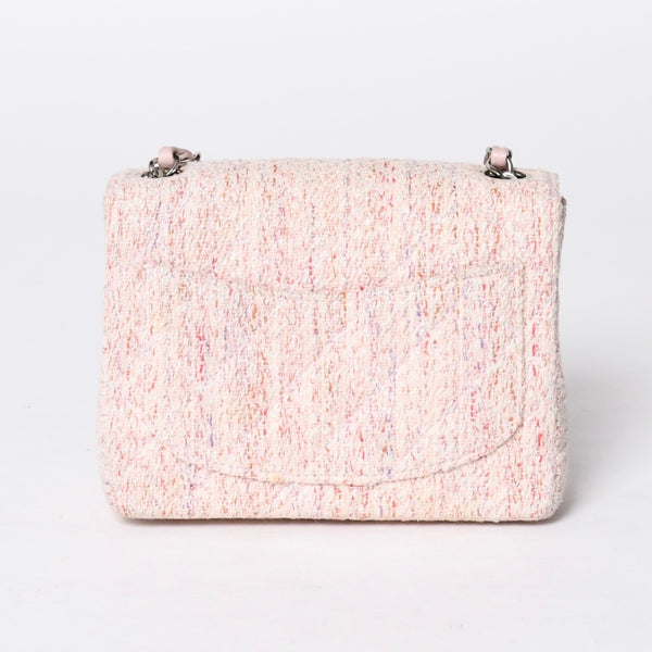 Very Good Condition CHANEL Mini Matelasse 17 S Flap S Chain Shoulder Bag No. 9 Coco Mark Tweed Leather Pink Used 4a000912