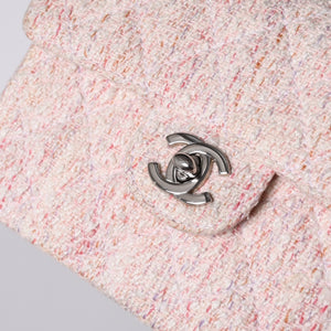 Very Good Condition CHANEL Mini Matelasse 17 S Flap S Chain Shoulder Bag No. 9 Coco Mark Tweed Leather Pink Used 4a000912