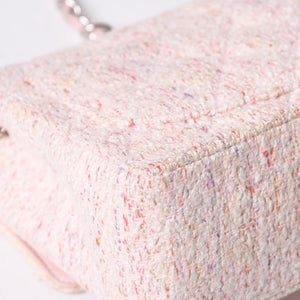 Very Good Condition CHANEL Mini Matelasse 17 S Flap S Chain Shoulder Bag No. 9 Coco Mark Tweed Leather Pink Used 4a000912