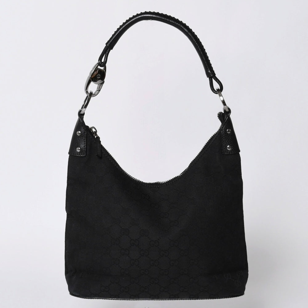 GUUCI One Shoulder Bag GG Canvas Leather Black Shoulder Bag 115003 Good Condition Used 4a000407