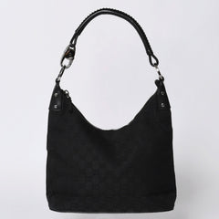 GUUCI One Shoulder Bag GG Canvas Leather Black Shoulder Bag 115003 Good Condition Used 4a000407