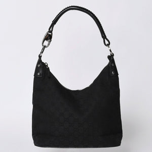 GUUCI One Shoulder Bag GG Canvas Leather Black Shoulder Bag 115003 Good Condition Used 4a000407