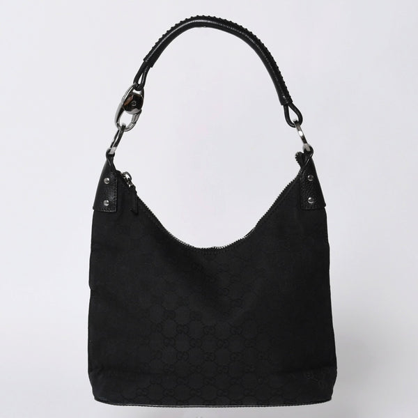 GUUCI One Shoulder Bag GG Canvas Leather Black Shoulder Bag 115003 Good Condition Used 4a000407
