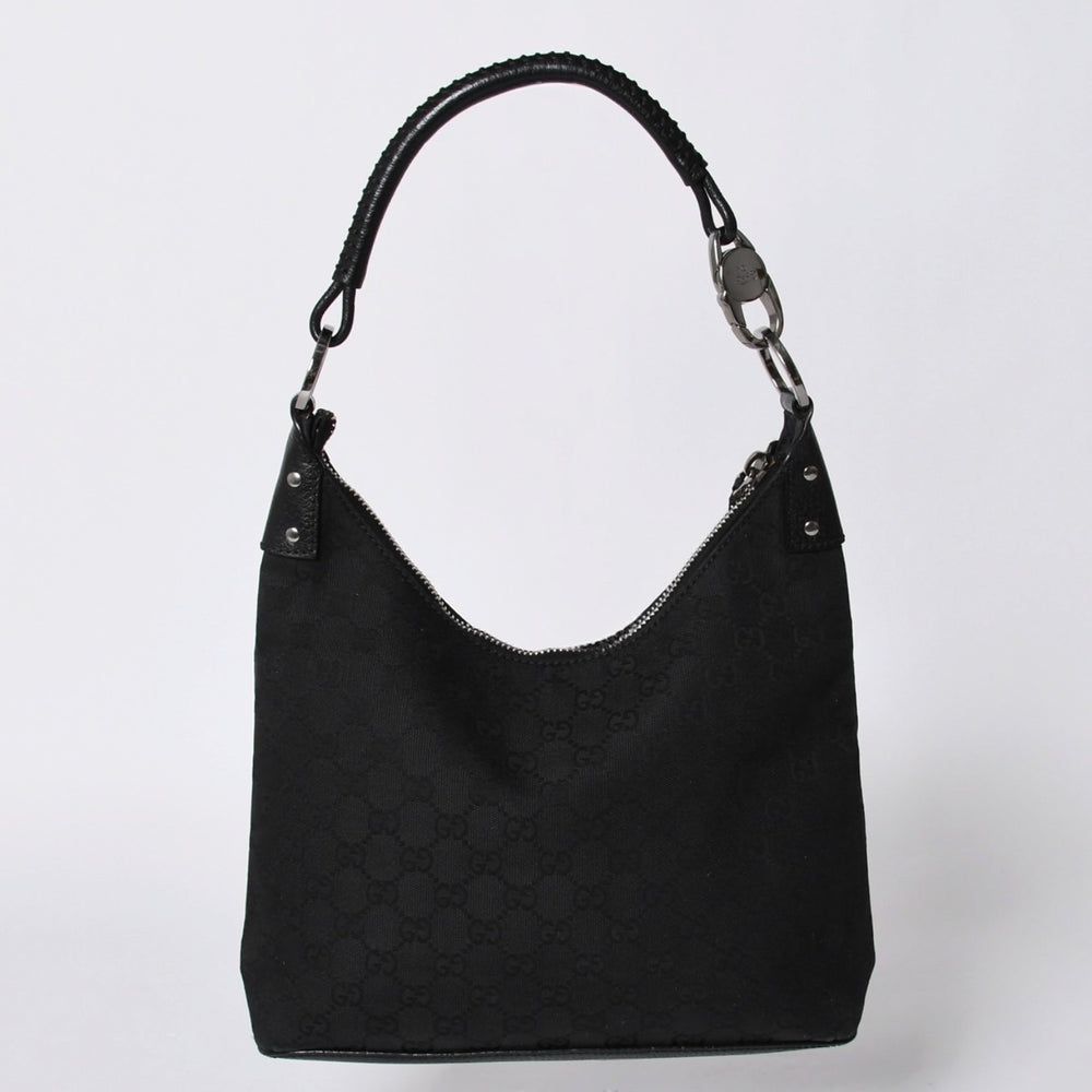 GUUCI One Shoulder Bag GG Canvas Leather Black Shoulder Bag 115003 Good Condition Used 4a000407