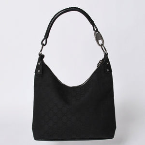 GUUCI One Shoulder Bag GG Canvas Leather Black Shoulder Bag 115003 Good Condition Used 4a000407