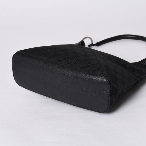 GUUCI One Shoulder Bag GG Canvas Leather Black Shoulder Bag 115003 Good Condition Used 4a000407
