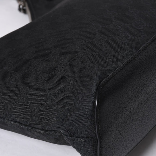 GUUCI One Shoulder Bag GG Canvas Leather Black Shoulder Bag 115003 Good Condition Used 4a000407