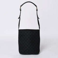 GUCCI グッチ GGキャンバス Shoulder Bag ワンショルダーバッグ 001・4286 ブラックレザー 美品 中古 4a000271