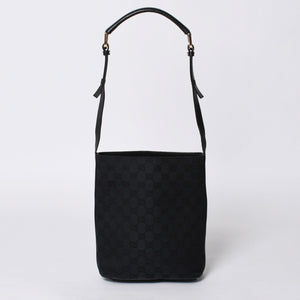 GUCCI グッチ GGキャンバス Shoulder Bag ワンショルダーバッグ 001・4286 ブラックレザー 美品 中古 4a000271
