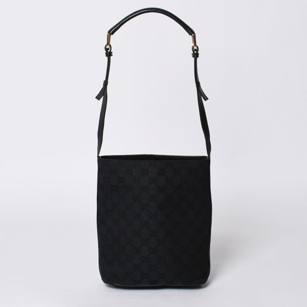 GUCCI グッチ GGキャンバス Shoulder Bag ワンショルダーバッグ 001・4286 ブラックレザー 美品 中古 4a000271