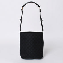 画像をギャラリービューアに読み込む, GUCCI グッチ GGキャンバス Shoulder Bag ワンショルダーバッグ 001・4286 ブラックレザー 美品 中古 4a000271