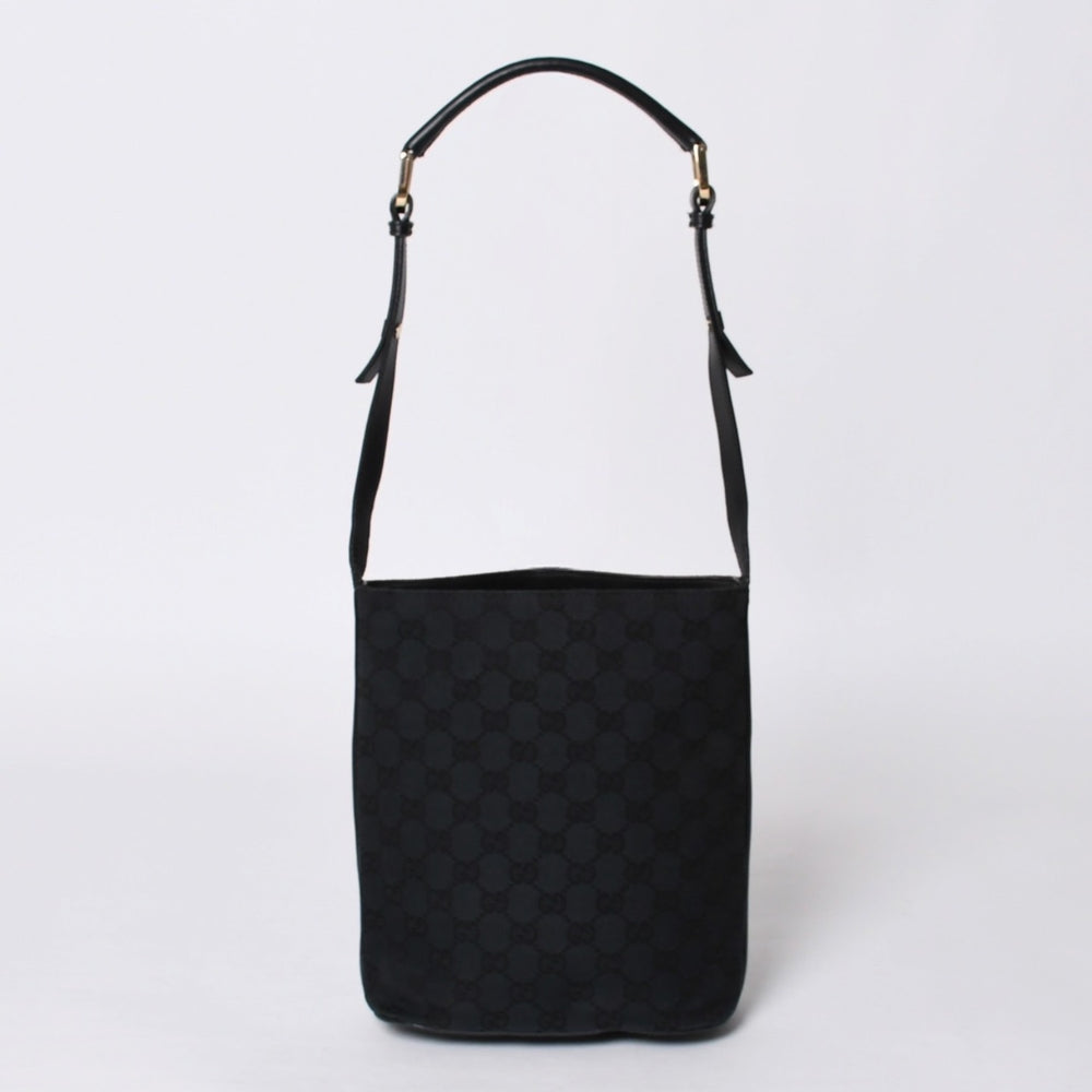 GUCCI グッチ GGキャンバス Shoulder Bag ワンショルダーバッグ 001・4286 ブラックレザー 美品 中古 4a000271