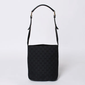 GUCCI グッチ GGキャンバス Shoulder Bag ワンショルダーバッグ 001・4286 ブラックレザー 美品 中古 4a000271