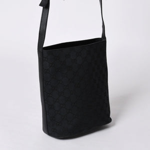 GUCCI グッチ GGキャンバス Shoulder Bag ワンショルダーバッグ 001・4286 ブラックレザー 美品 中古 4a000271